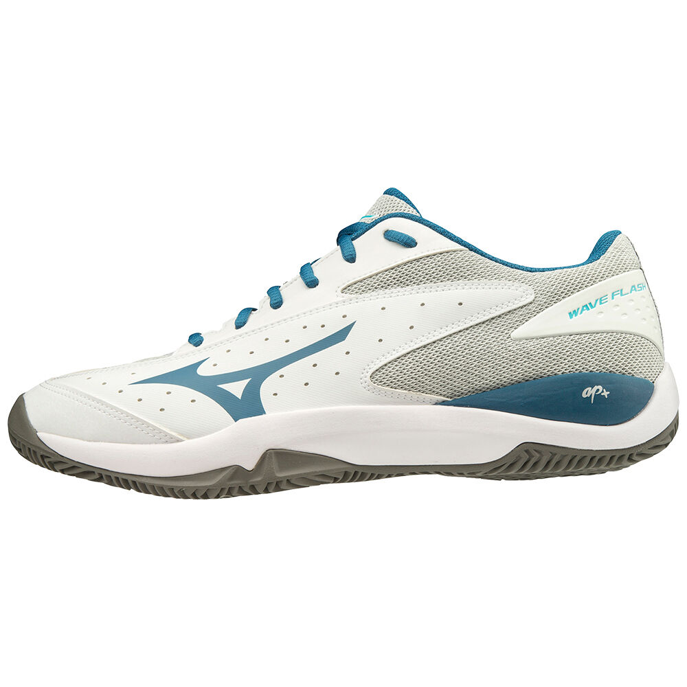 Mens Mizuno Wave Flash Cc Tennis Shoes White/Blue Philippines (LIKDFJ123)